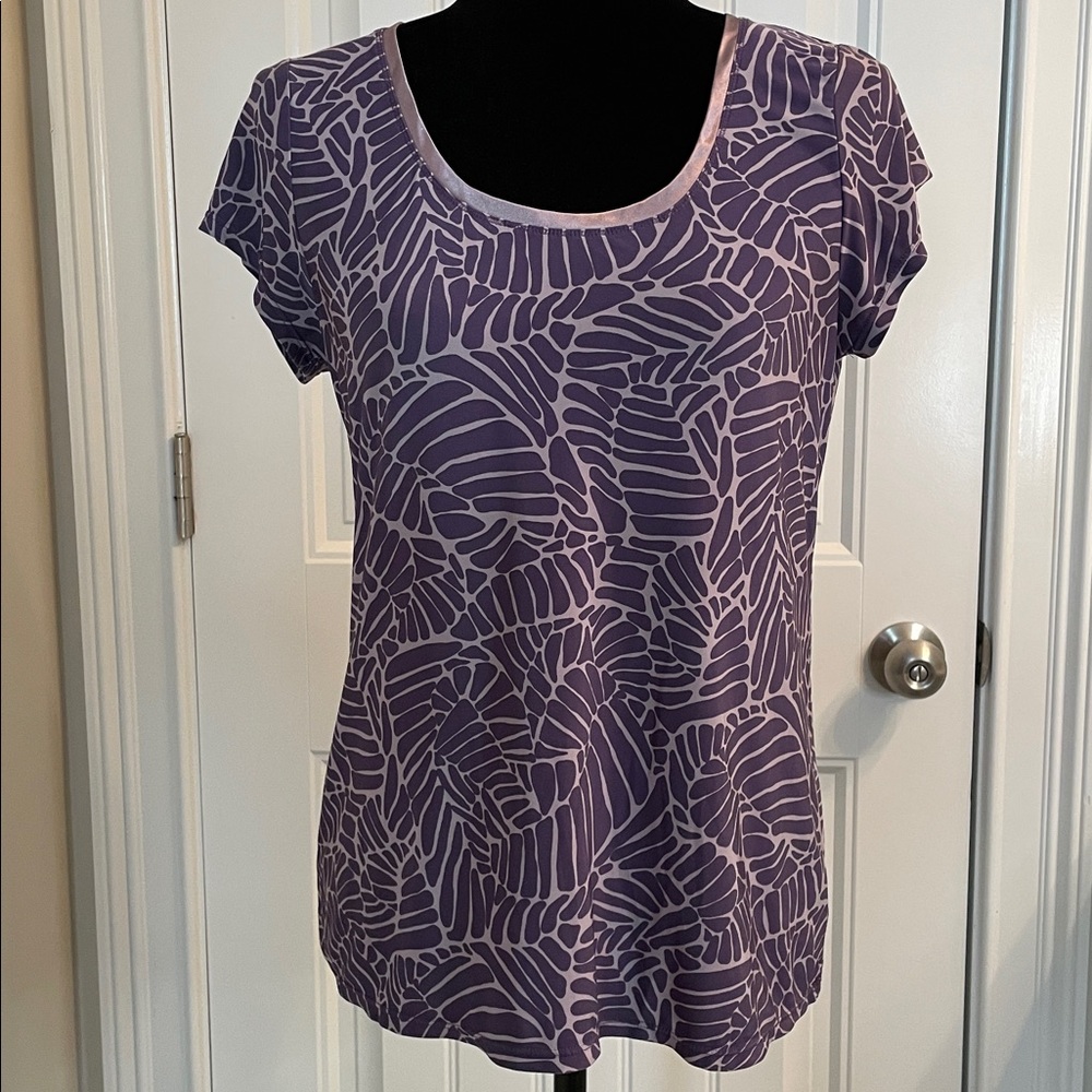 Alfani Essentials Intimates Purple Leaf Pattern Top